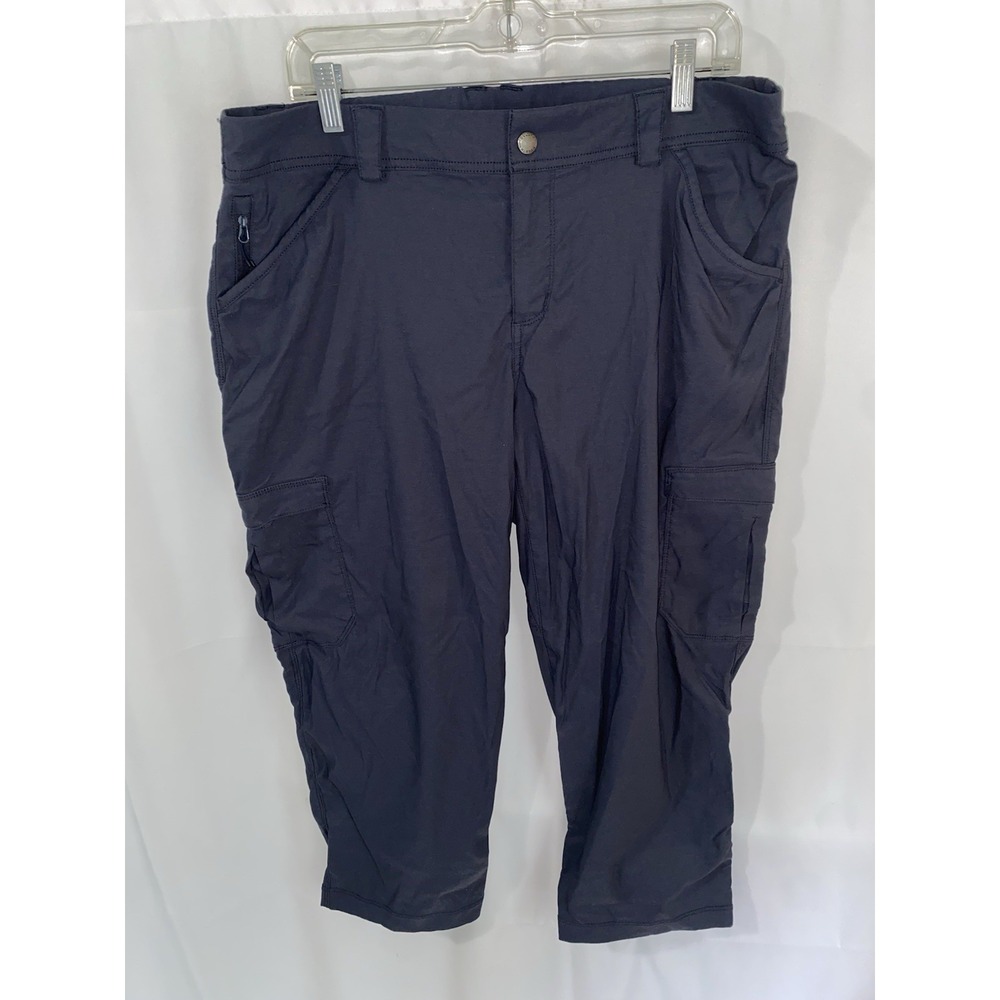 Duluth Pants Womens 16 Ink Blue Dry on Fly Capri Cargo Stretch Outdoor Utility